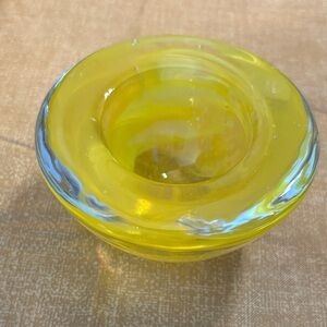 Kosta Boda Yellow Glass Candle Holder
